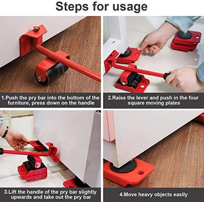 Furniture Lifter Mover Tool Set with Wheel Pads