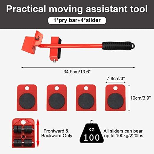 Furniture Lifter Mover Tool Set with Wheel Pads